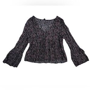 American Eagle Womens Shirt Small Crop Top Boho Peasant Babydoll Blouse